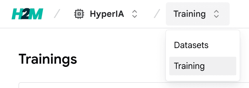 HyperIA Training section: Trainings list