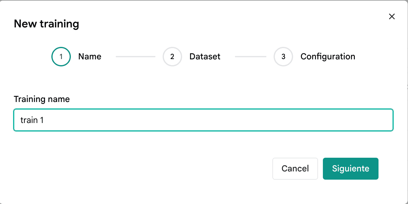 New training step 1: training name